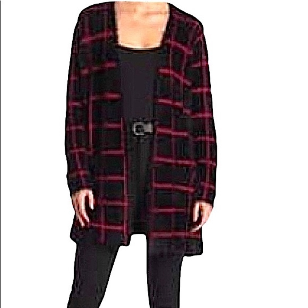 Joseph Allen eyelash feather windowpane open cardigan with front pockets